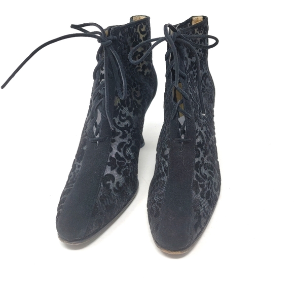 Yves Saint Laurent Vintage Lace Up Booties Size 7 - Picture 3 of 10